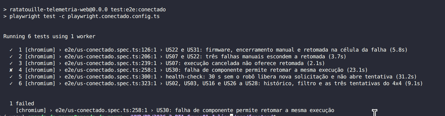 Execução dos testes E2E conectados